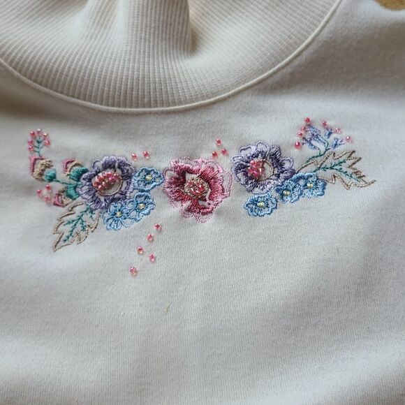 Alfred Dunner Small Off White Long Sleeve Mock Turtle Neck Sweater - Picture 4 of 4